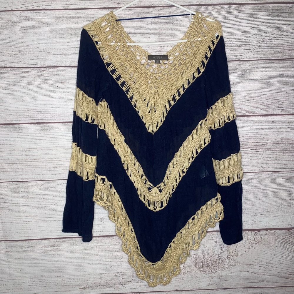 Umgee crochet/sheer long sleeve